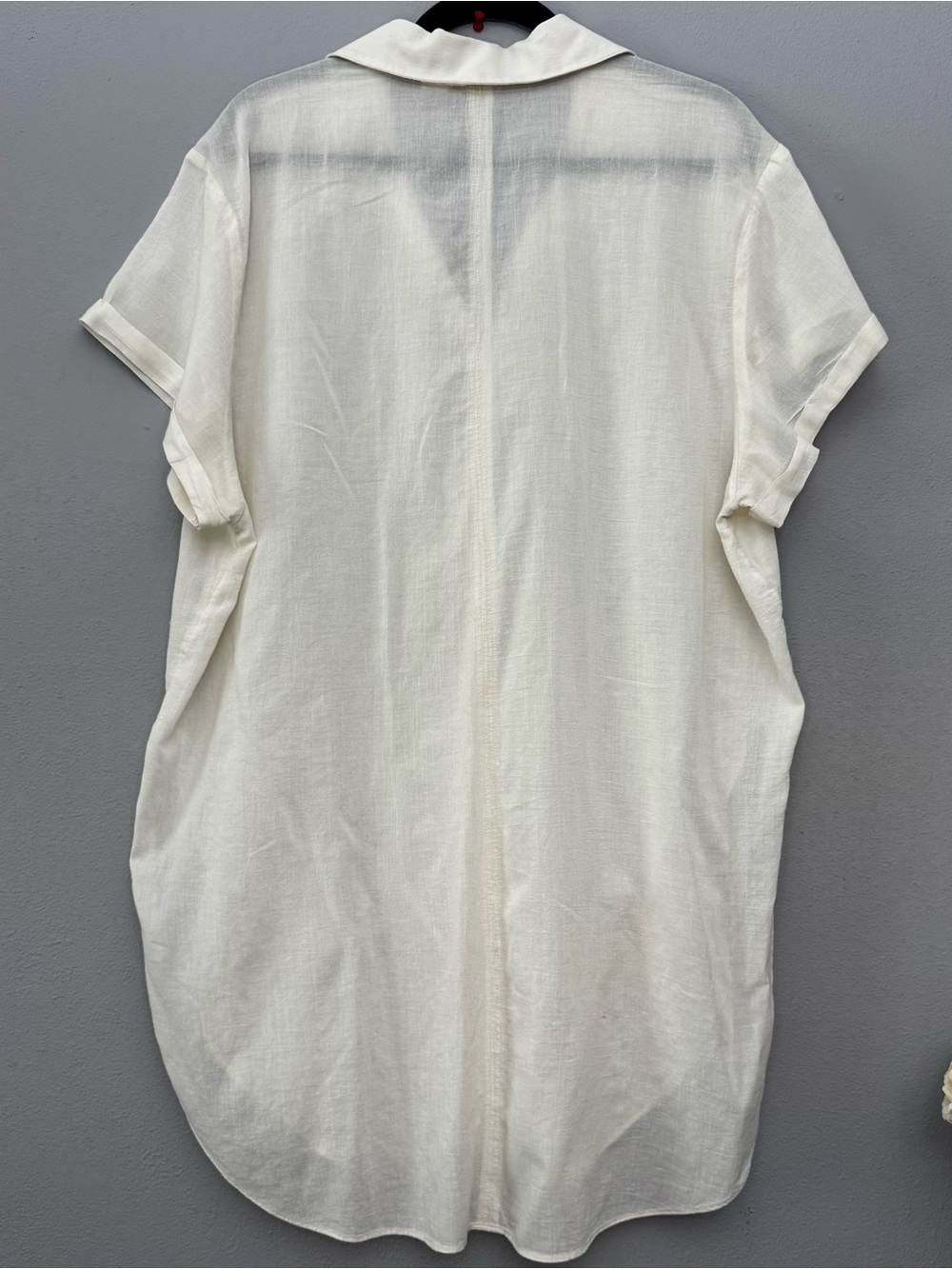 CALIA Carrie Underwood Cream Cotton Gauze ShortSleeve Tunic Button Down Shirt XL - Picture 5 of 9